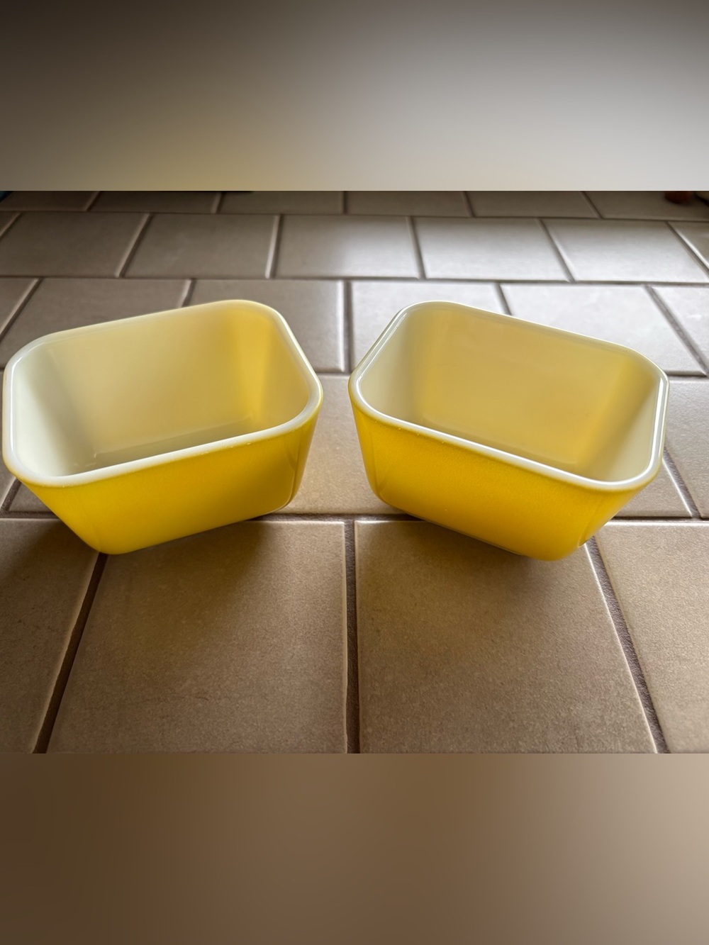 Vintage Pyrex Yellow Refrigerator Dishes 501-B - Set of 2 (No Lids)